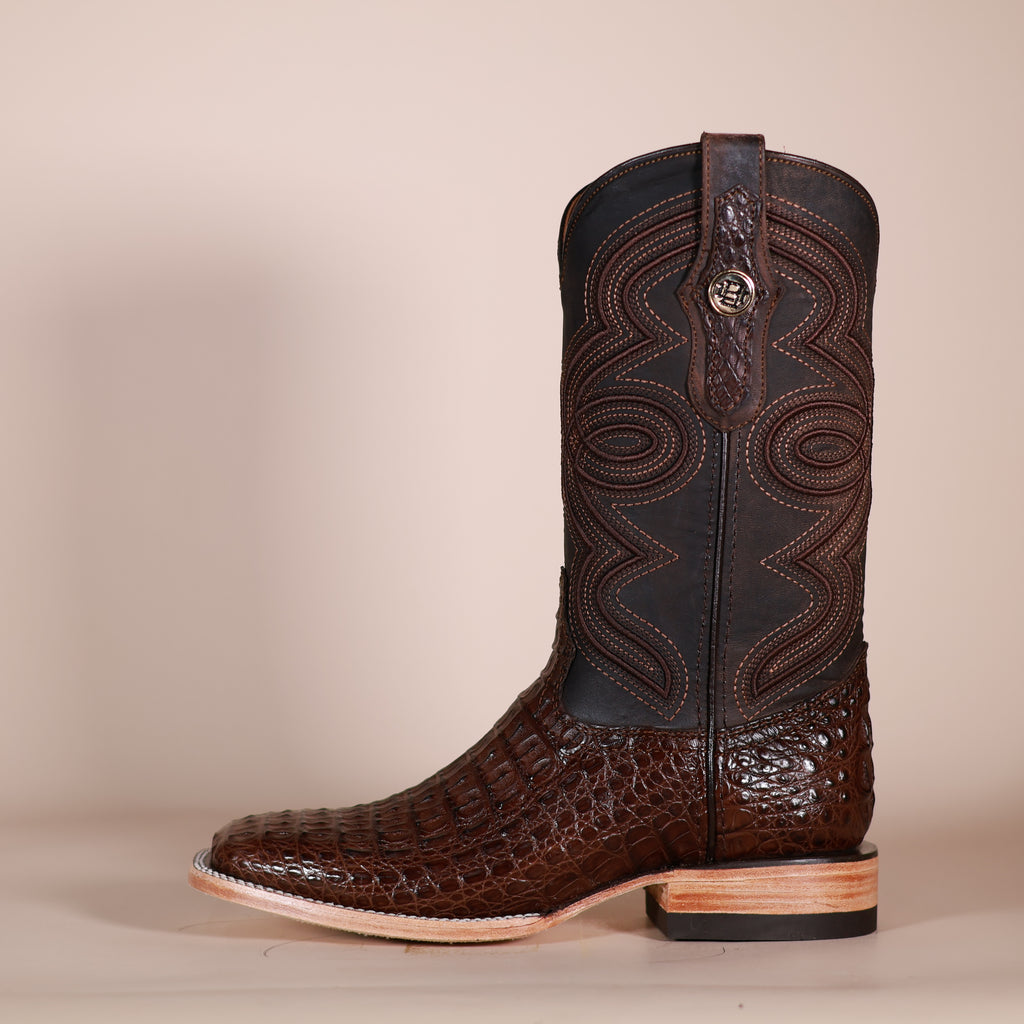 Bronzer Genuine Caiman Belly Exotic Boots – Chocolate Brown