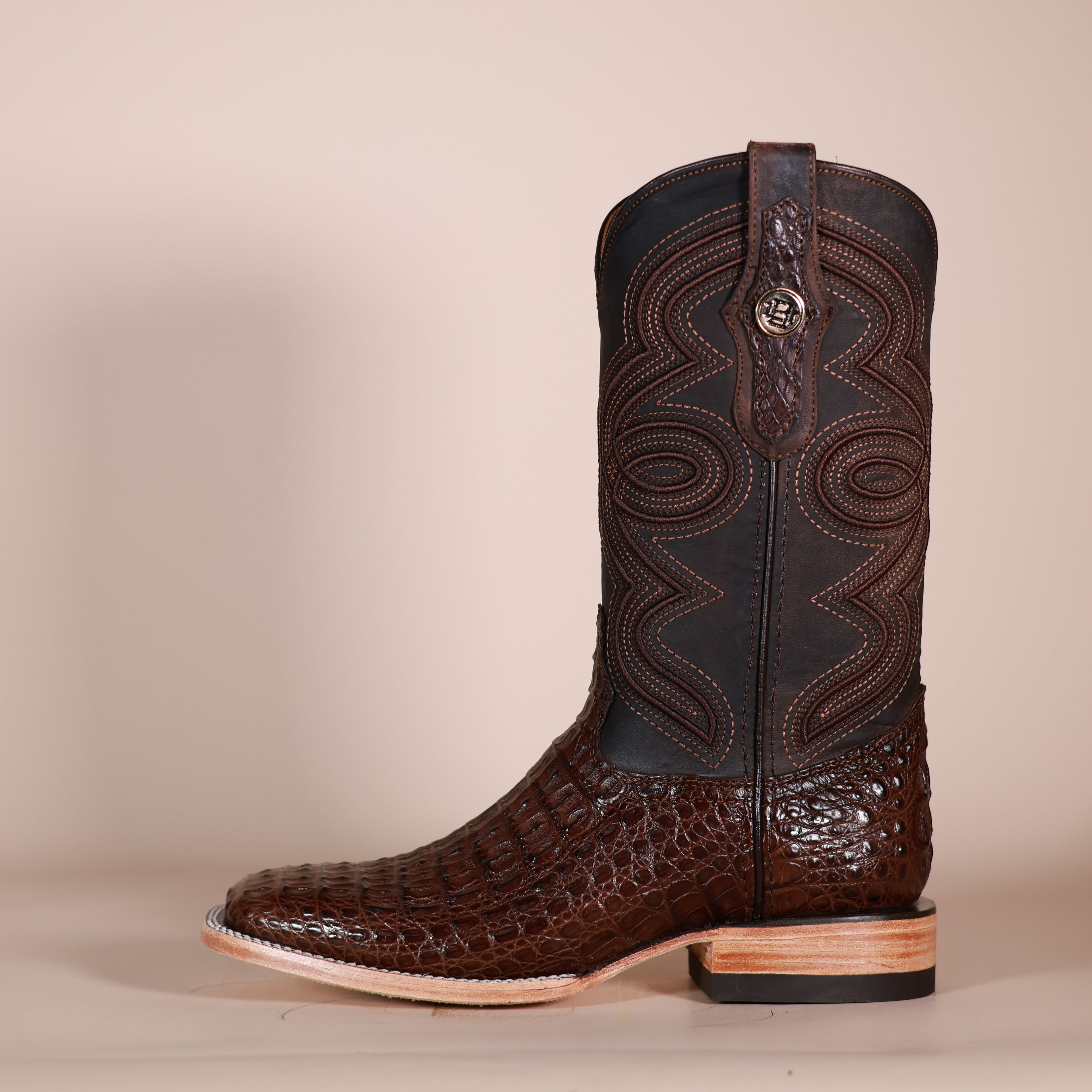 Bronzer Genuine Caiman Belly Exotic Boots – Chocolate Brown