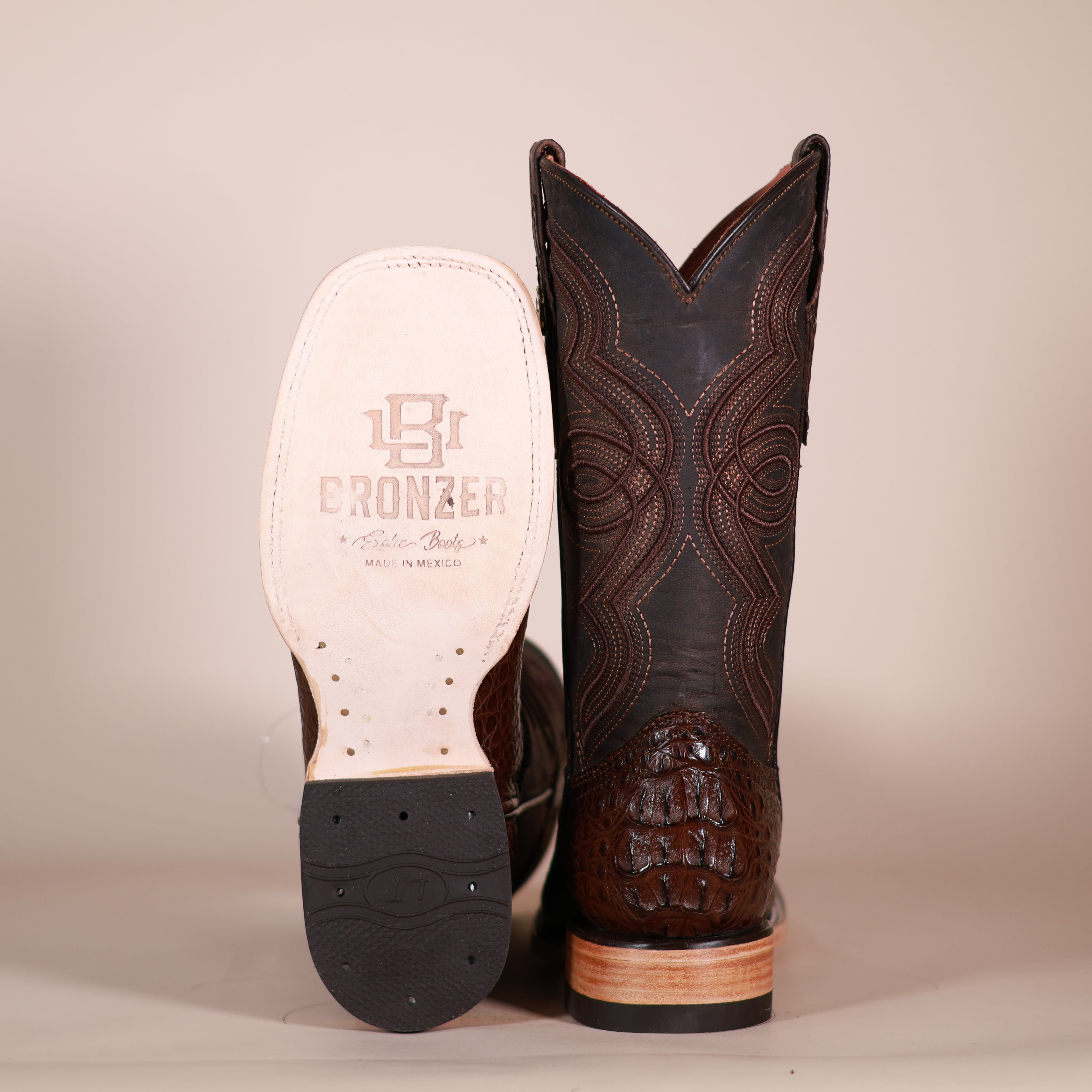 Bronzer Genuine Caiman Belly Exotic Boots – Chocolate Brown