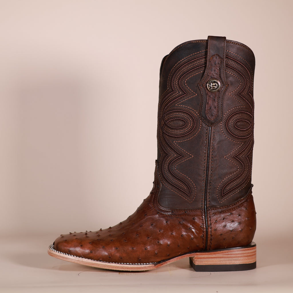 Bronzer Men’s Full Quill Ostrich Cowboy Boots – Brown